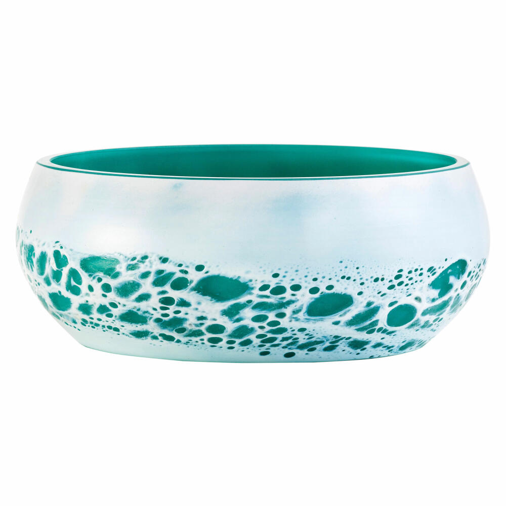 Eisch Bowl Planets Seasons - Winter, Decorative Bowl, Decorative Vase, Crystal Glass, Turquoise, White, 23 cm, 71553334