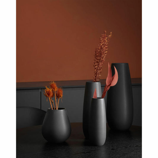 ASA Selection ease Vase Black Iron, flower vase, table vase, decorative vase, earthenware, matt black, H 25 cm, 91031174