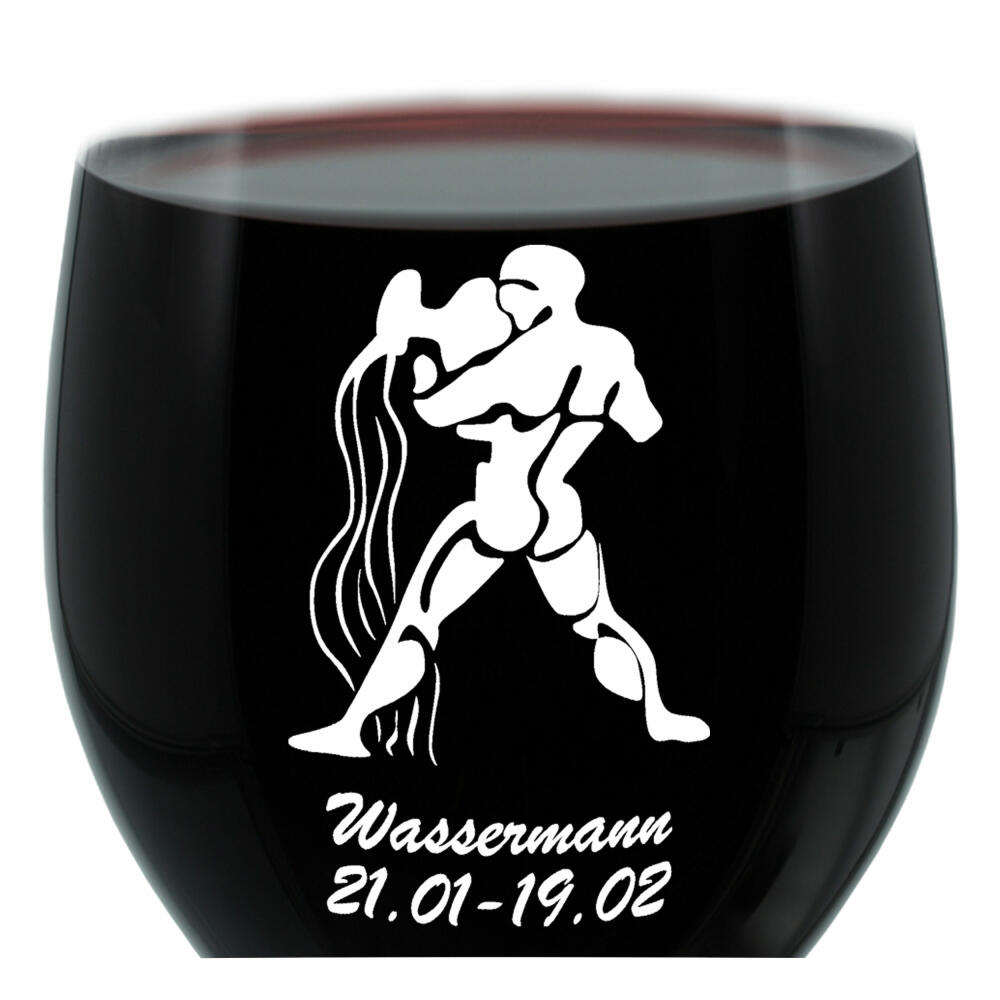 Leonardo Weinglas 400 ml, Motivglas, Sternzeichen Wassermann, Geschenk, Stimmungsglas mit Gravur, Moodglas, 22 cm