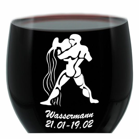 Leonardo Weinglas 400 ml, Motivglas, Sternzeichen Wassermann, Geschenk, Stimmungsglas mit Gravur, Moodglas, 22 cm
