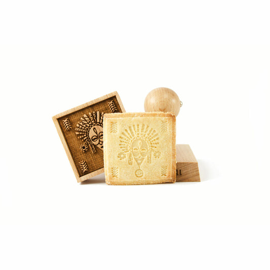Folkroll cookie stamp African mask, 55x55 mm, cookie stamp, baking stamp, biscuit, stamp, motif, beech wood, 334867