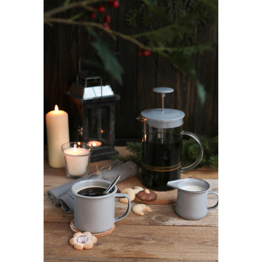 Fackelmann Milchkännchen Breakfast, Milchkanne, Krug, Emaille, grau, 200 ml, 47177