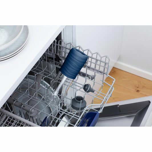 EMSA Drink2Go Glass drinking bottle, water bottle, bottle, glass / silicone, dark blue, 0.7 L, N31006