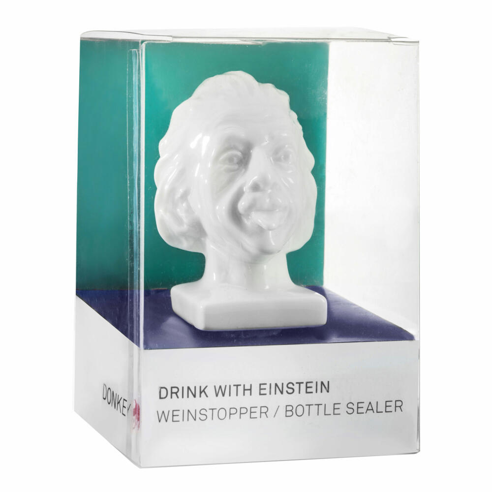 Donkey Products Drink With Einstein Weinstopper, Portrait-Korken, Wein Stopfen, Flaschenverschluss, Weinkorken, Korken, Porzellan / Kork, 200536