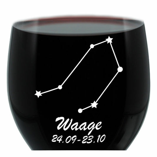 Leonardo Weinglas 400 ml, Motivglas, Sternbild Waage, Geschenk, Stimmungsglas mit Gravur, Moodglas, 22 cm