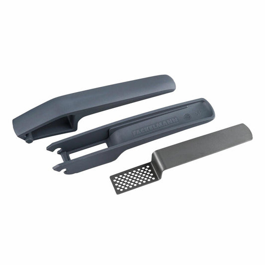 Fackelmann Knoblauchpresse, 3-teilig, Knoblauchdrucker, Kunststoff, Edelstahl, schwarz, 45596