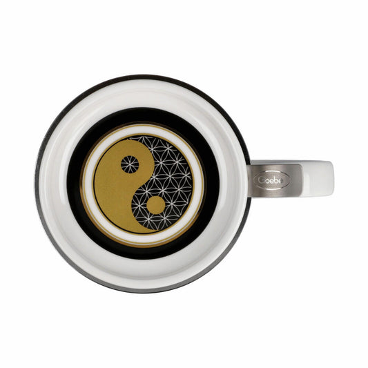 Goebel Teacup with Lid and Strainer Flower of Life White, Lotus Mug, Fine Bone China, Colorful, 450 ml, 23101761