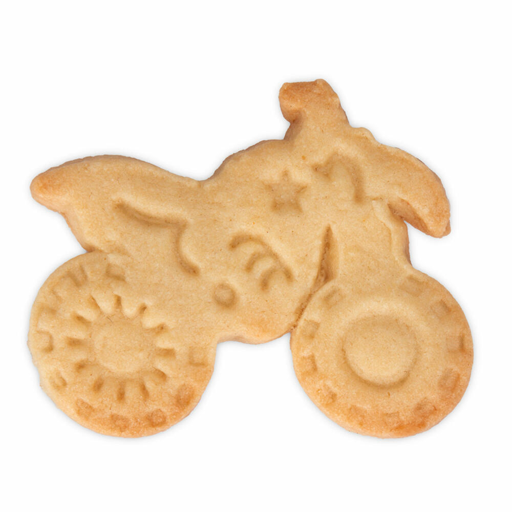 Städter Präge-Ausstecher mit Auswerfer Motocross, Ausstechform, Plätzchenform, Keks, Plätzchen, Kunststoff, 8 cm, 169241