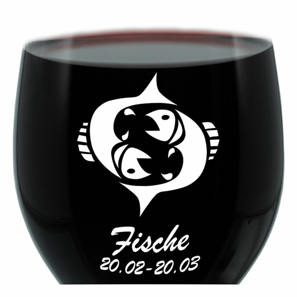 Leonardo wine glass 400 ml, motif glass, zodiac sign Pisces, gift, mood glass with engraving, mood glass, 22 cm