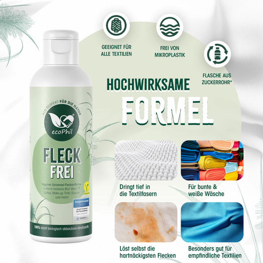 ecoPhil Fleckentferner Fleckfrei, gegen hartnäckige Flecken, für Bunt- und Hellwäsche, 100 ml