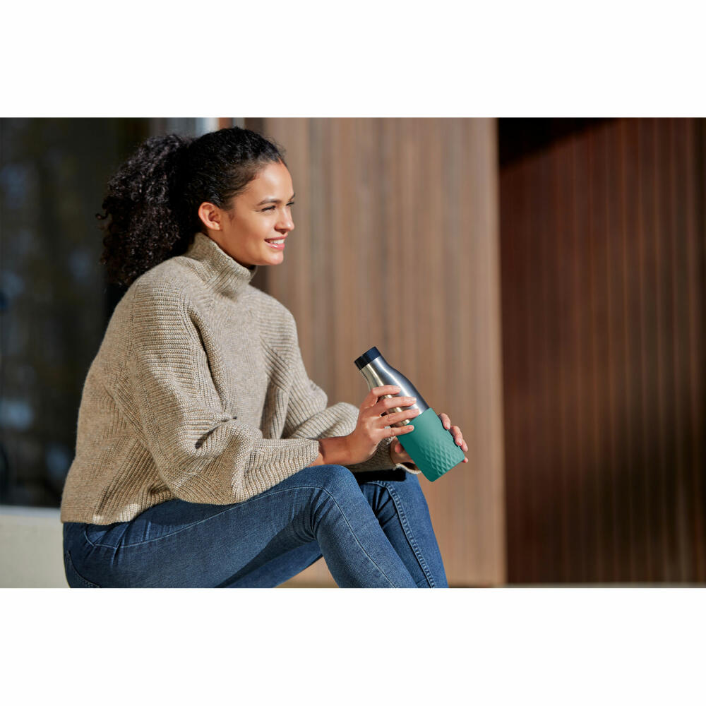 EMSA BLUDROP SLEEVE Trinkflasche, Wasserflasche, Flasche, Edelstahl, Grün, 0.5 L, N31106