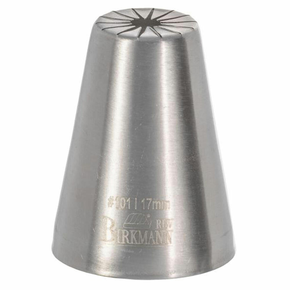 Birkmann Designtülle #101, Spritztülle, Garniertülle, Backzubehör, Edelstahl, Ø 1.7 cm, 411579