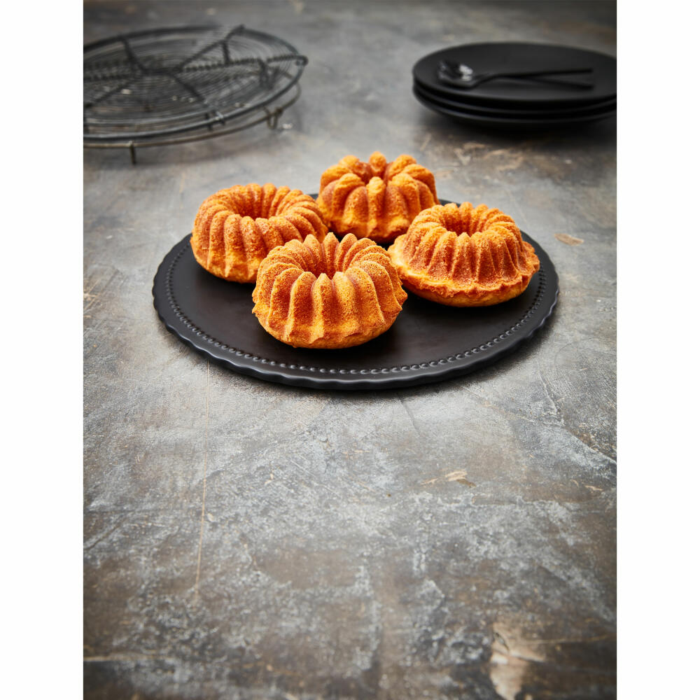 Birkmann Contoura Gugelhupfblech Belissima, Kuchenform, Backform, für 4 Stück, Aluguss, 24 x 24 cm, 887282