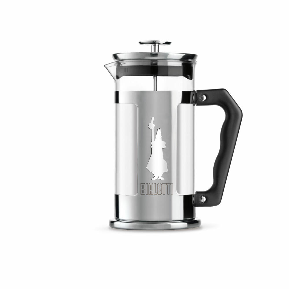 Bialetti Kaffeebereiter Preziosa 350 ml, Kaffeekanne, French Press, Kaffeepresse, Glas, Silber, K3160