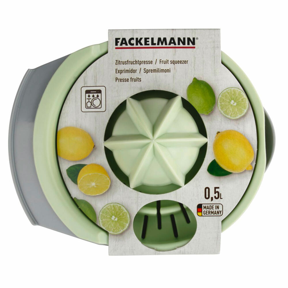 Fackelmann Lemon Squeezer Eco, Citrus Press, Juicer, Green PE, grey, mint, 500 ml, 33001