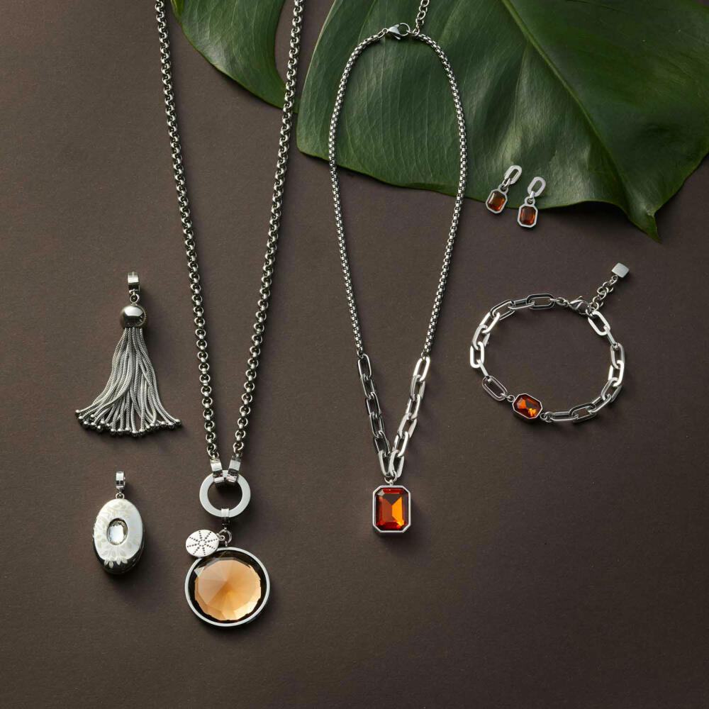 Leonardo Jewels Halskette Candela, Halsschmuck, Kette, Modeschmuck, Edelstahl, Glasstein, 018392