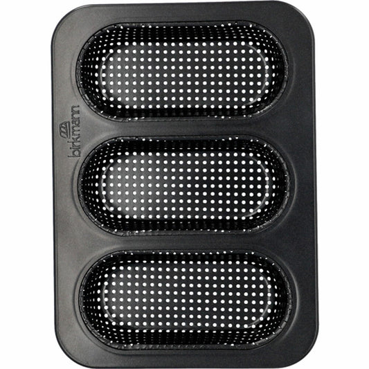 Birkmann Bread Buddies Mini-Baguetteblech, Baguette Backblech, Brotbackform, Karbonstahl, 25.5 x 18.5 cm, 331037