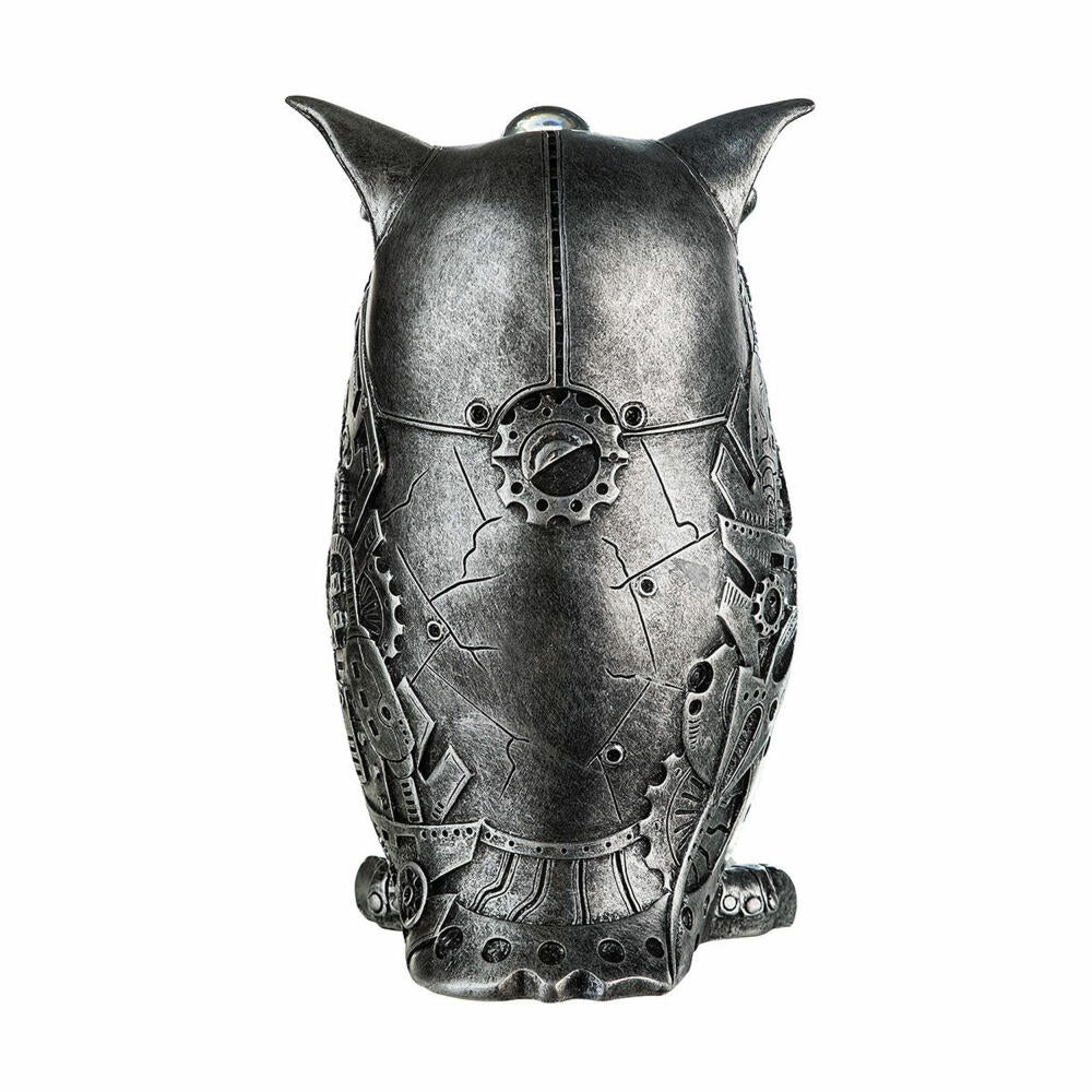 Casablanca by Gilde Poly Skulptur Steampunk Owl, Eule, Dekofigur, Dekoration, Kunstharz, Silber / Kupfer, H 21 cm, 37044