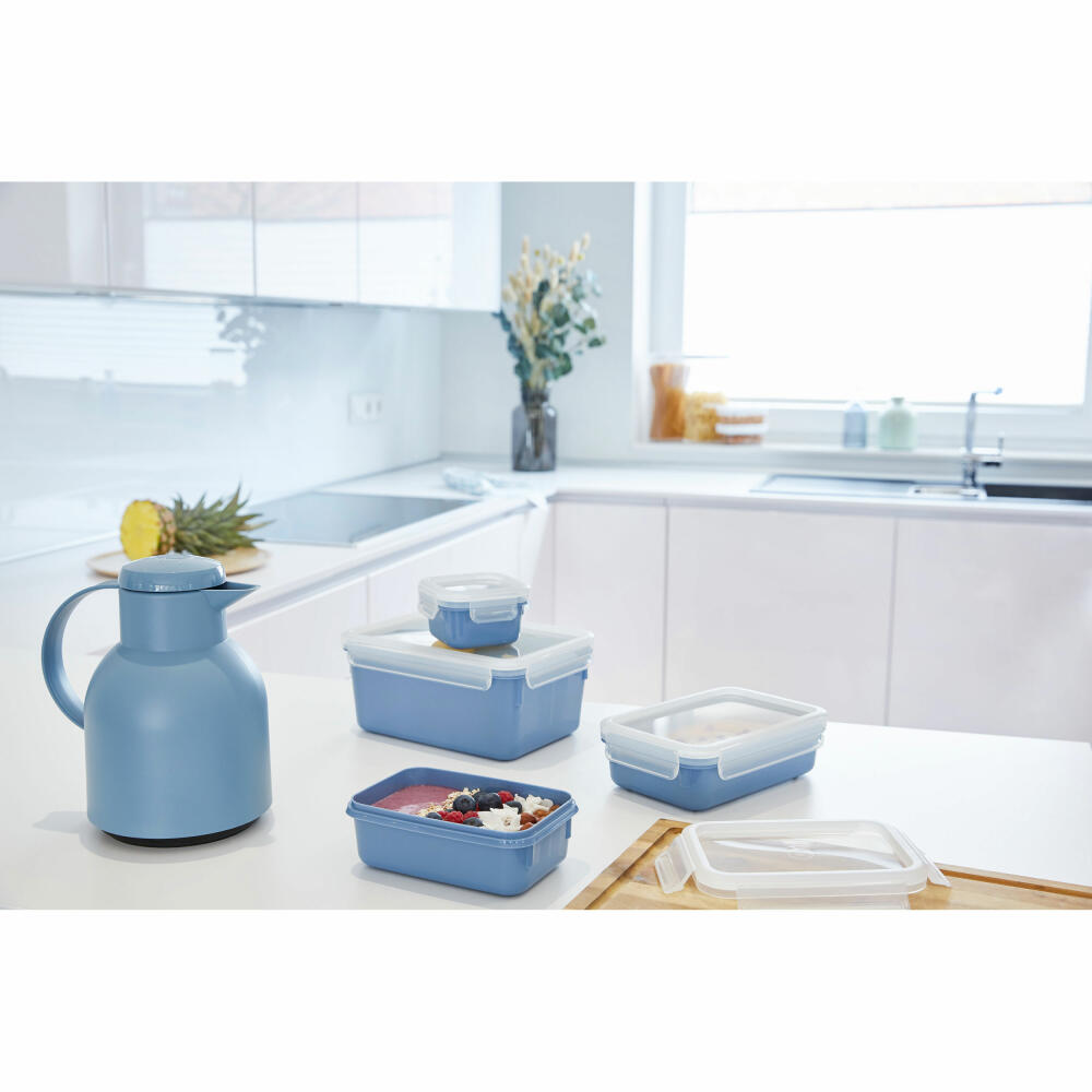EMSA Clip & Close COLOR EDITION food storage containers, 4 pcs., storage container, storage container, food storage container, plastic, aqua blue, N10308