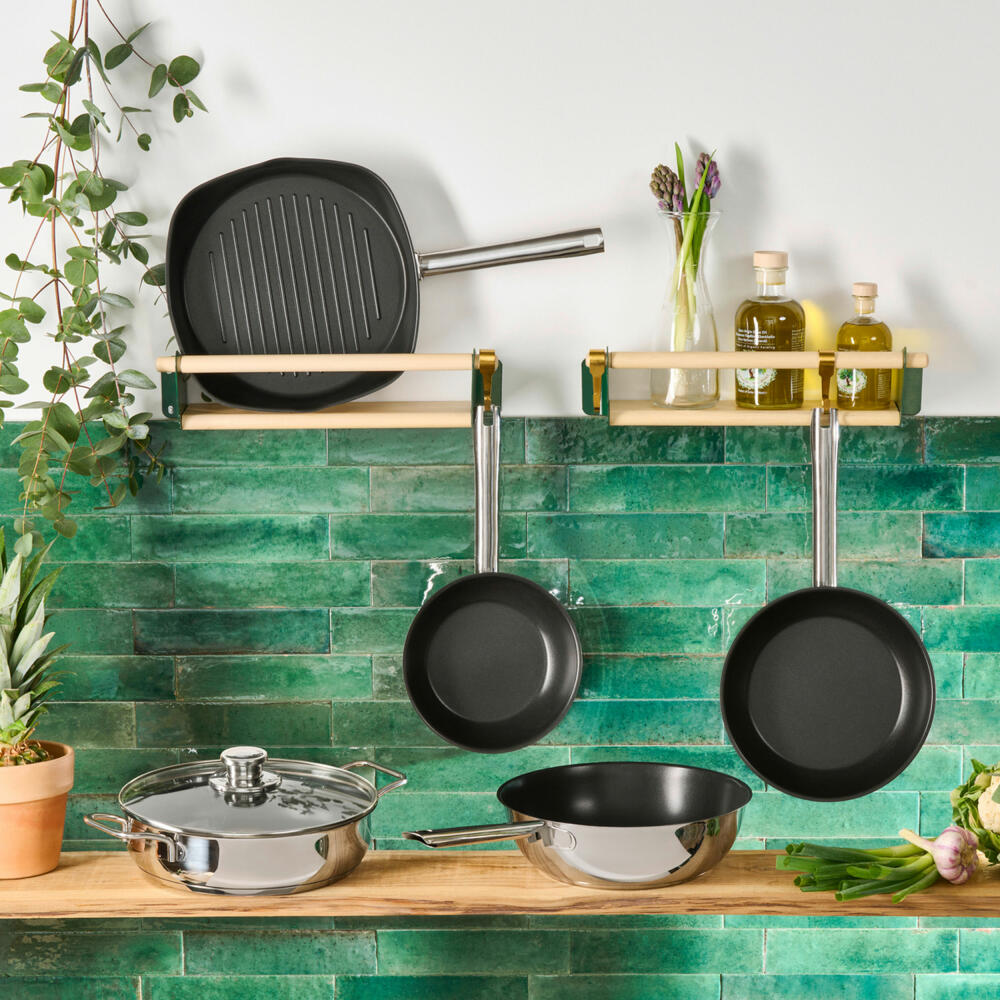 Schulte-Ufer frying pan Edena, Green Life, stainless steel 18/10, silver / black, 20 cm, 6876-20