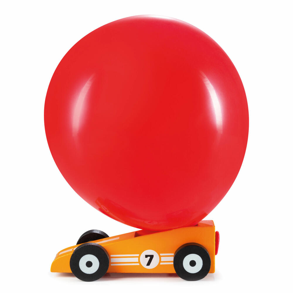 Donkey Products Luftballonauto Orangestar, Spielzeugauto mit Ballonantrieb, Kiefernholz, Orange, 900216