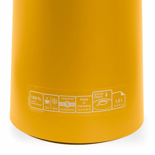 EMSA Motiva vacuum flask, insulated jug, jug, coffee pot, stainless steel, glass insulated flask, mustard yellow, 1 L, N41708
