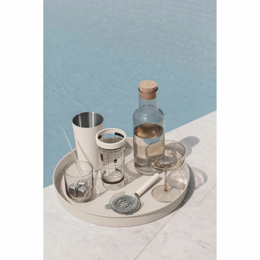 Blomus Sala Glass Drinking Straws Curved, Set of 6, with Cleaning Brush, Drinking Straws, Drinking Straw, Glass Straw, Smoke, 64248