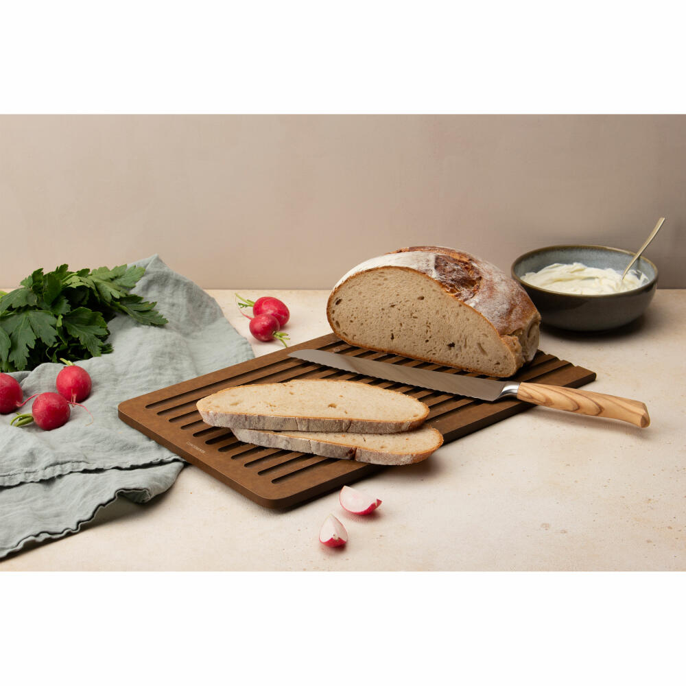 Continenta bread cutting board BAND, cutting board, kitchen board, wooden board, Duracore, brown, 38.5 x 23.5 cm, 5415
