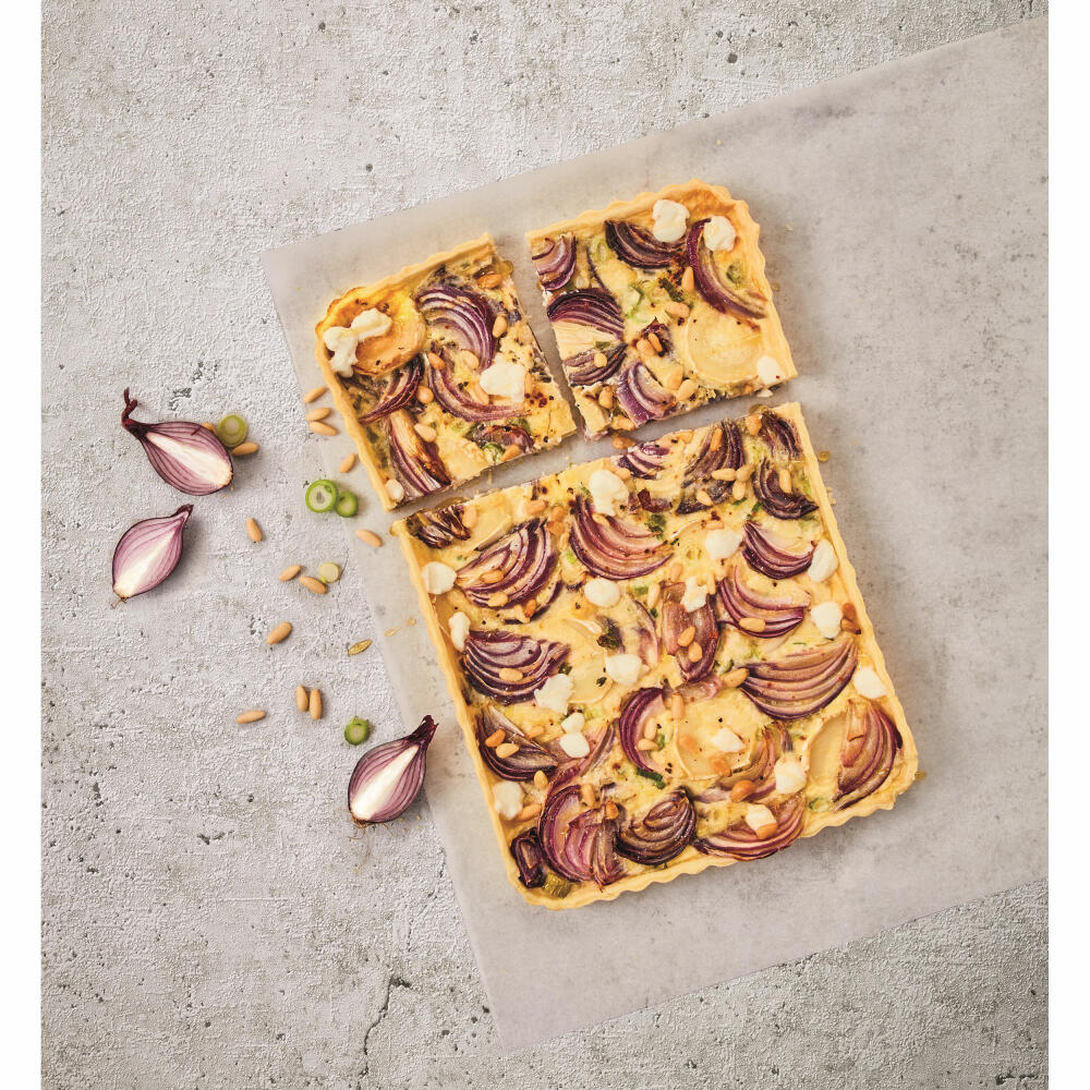 Birkmann Bakers Best Quiche- & Tarteform, perforiert, mit losem Boden, Quicheform, Backform, Karbonstahl, 32 x 22 cm, 886629