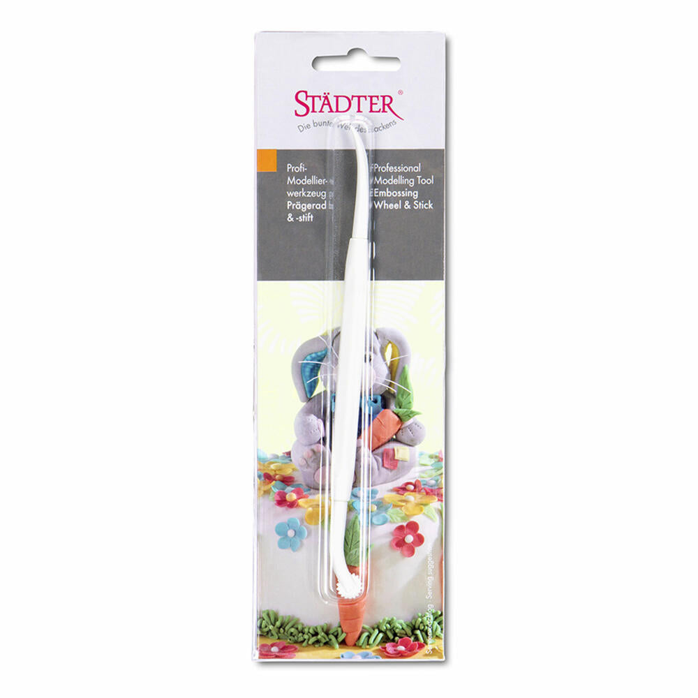 Städter professional modeling tool embossing wheel and embossing pen, fondant, marzipan, molds, baking, baking aid, 16 cm, 171633