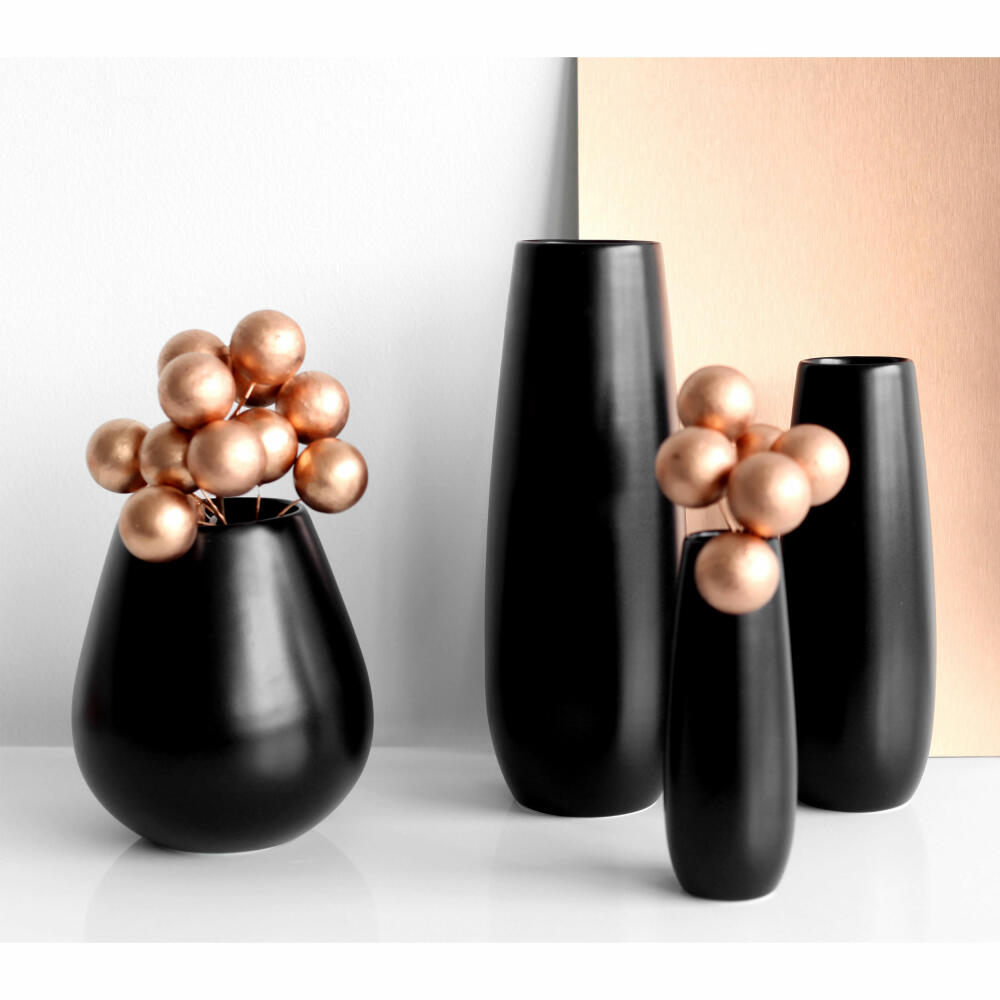 ASA Selection ease Vase Black Iron, flower vase, table vase, decorative vase, earthenware, matt black, H 18 cm, 91033174