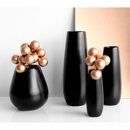 ASA Selection ease Vase Black Iron, flower vase, table vase, decorative vase, earthenware, matt black, H 18 cm, 91033174