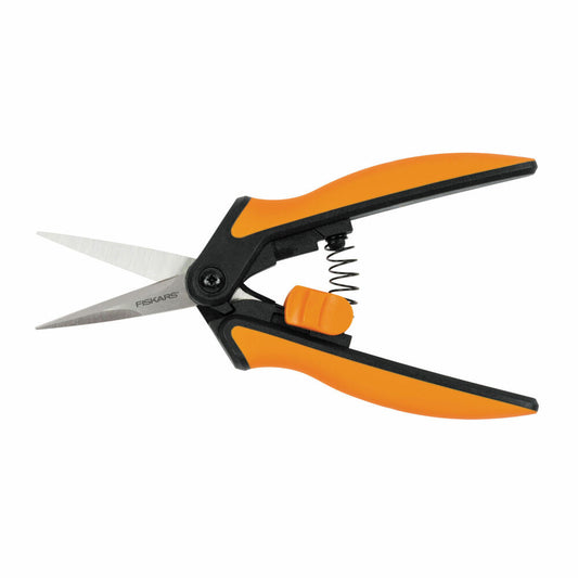 Fiskars Solid Microtip Gartenschere SP13, Präzisionsschere, Gärtnerschere, Edelstahl, Kunststoff, Orange, Schwarz, 1051600