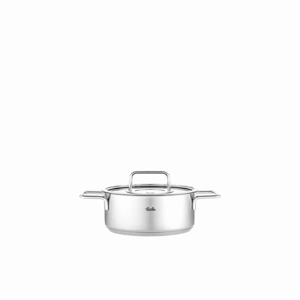 Fissler Bratentopf Pure mit Glasdeckel, Edelstahl 18/10, Silbern, 20 cm, 086-125-20-000