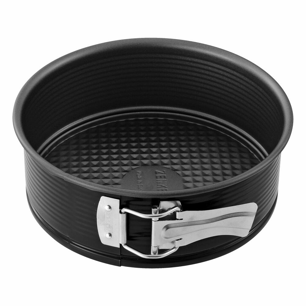 Zenker Black Metallic Springform, Spring Form, Baking Pan, Cake Pan, Sheet Steel with Non-Stick Coating / Non-Stick Classic, Black, Ø 20 cm, 6500