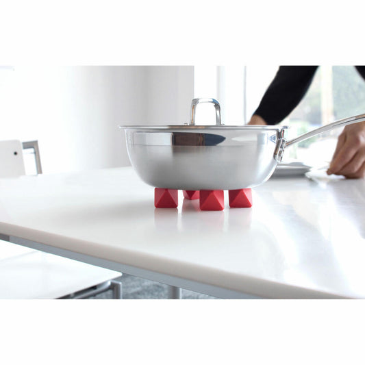 Authentics 4Hot Topfuntersetzer, 4 Würfel-Untersetzer, Silikon, Rot, 1085667