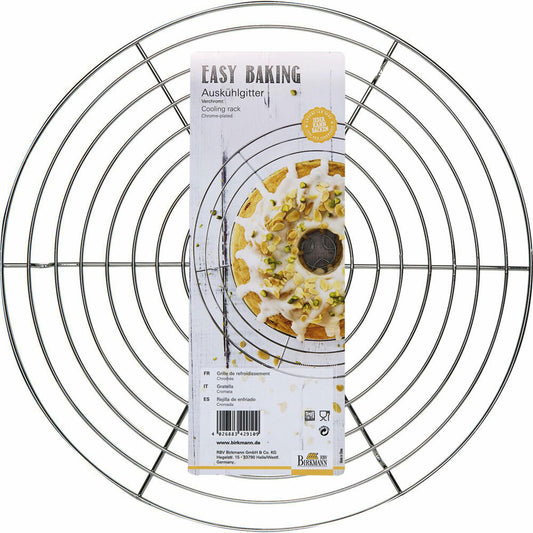Birkmann Easy Baking Cooling Rack Round, Baking Rack, Cooling Rack, Baking Accessories, Chrome-Plated Steel, 32 cm, 429109