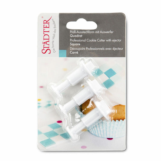 Städter professional cookie cutter with ejector squares set, 3-piece, cookie cutter, fondant, marzipan shape, plastic, 170636