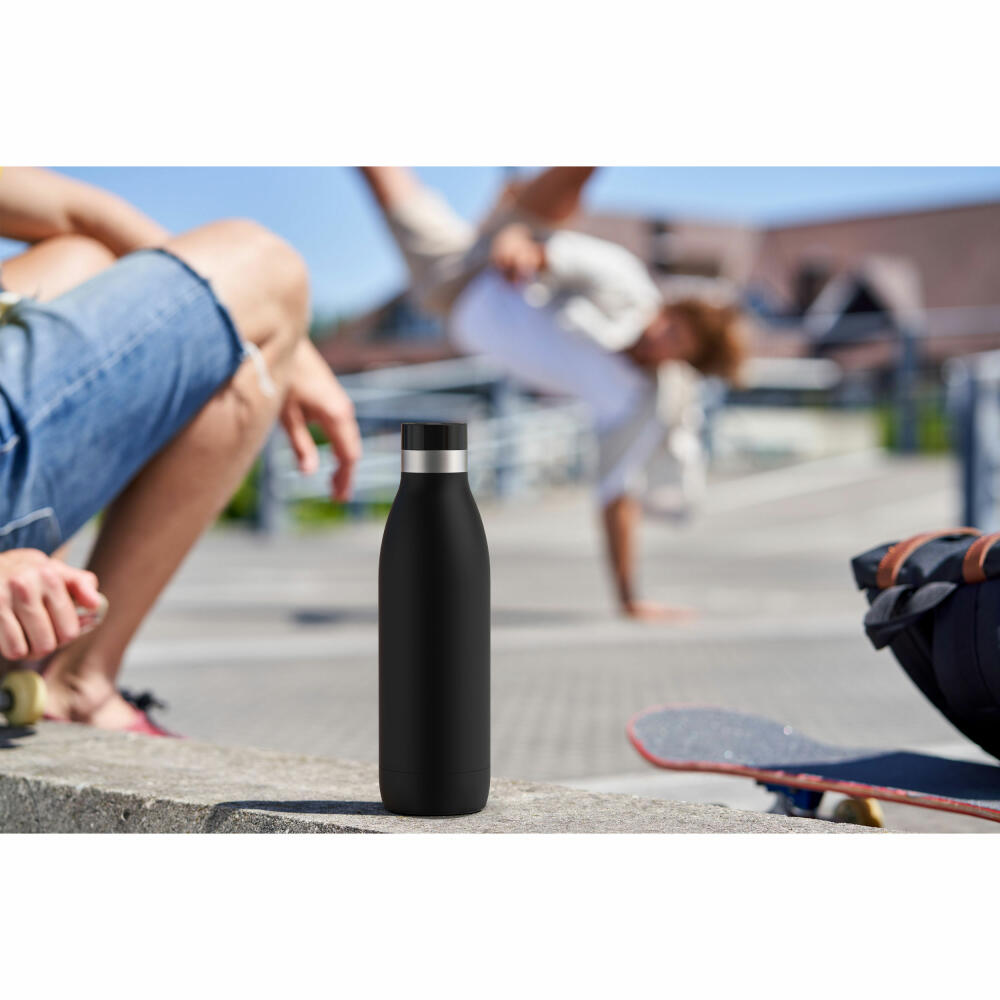 EMSA BLUDROP COLOR Trinkflasche, Wasserflasche, Flasche, Edelstahl, Schwarz, 0.7 L, N31109