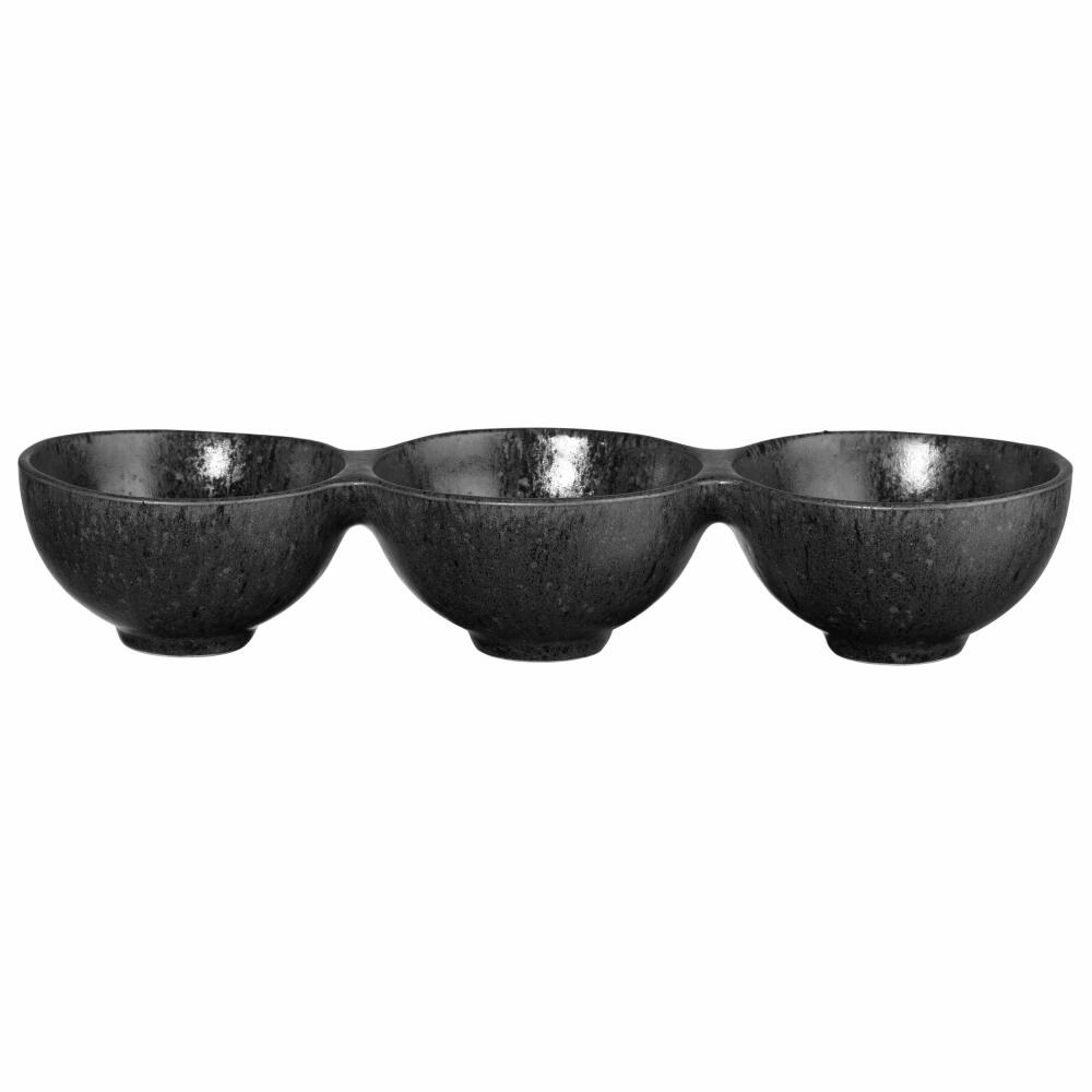 ASA Selection Grande 3-piece bowl, dip bowl, snack bowl, stoneware, Black Iron, 8.5 x 26 cm, 5237174
