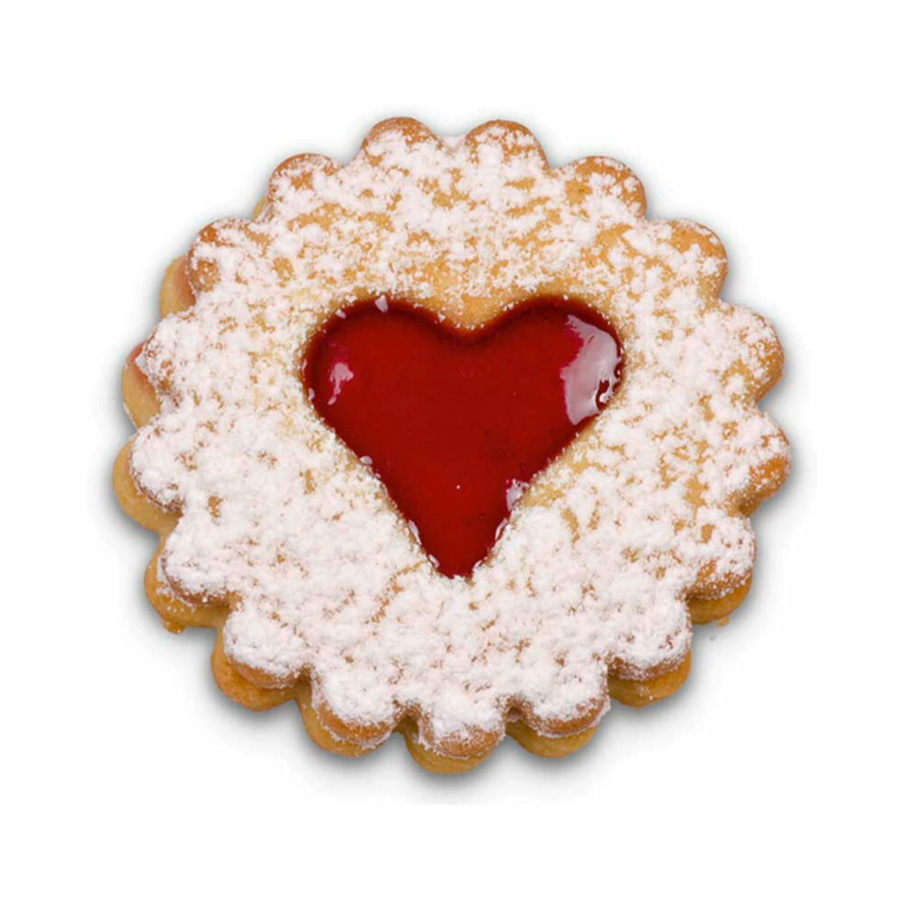 Städter Linzer-Ausstecher mit Auswerfer Linzer Herz, Ausstechform, Plätzchenform, Keks, Plätzchen, Zerlegbar, Edelstahl, Ø 4.8 cm, 966018