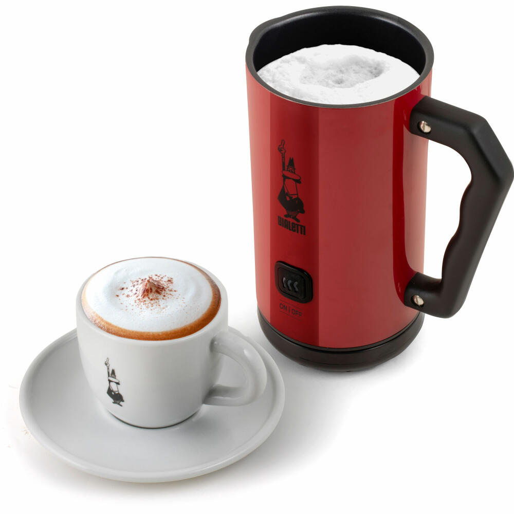 Bialetti Milchaufschäumer Elettric Mk02, 300ml, Elektrisch, Milchschäumer, Milch, Latte, Edelstahl, Rot, 4431