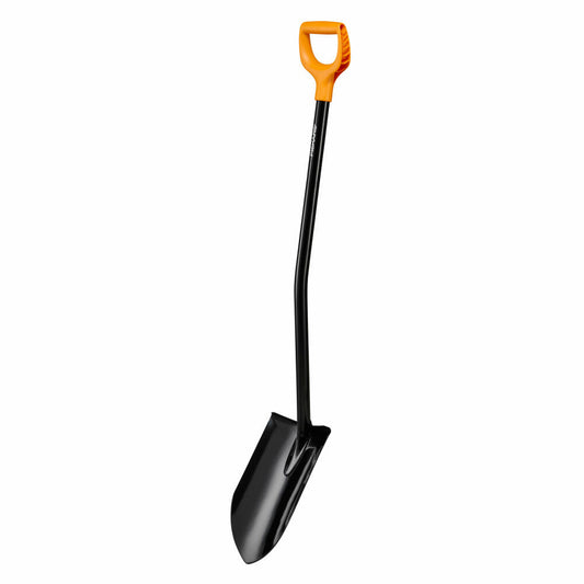 Fiskars Spaten Solid Plus XL spitz, Schaufel, Borstahl, Stahl, Kunststoff, Schwarz, Orange, 126.5 cm, 1067517