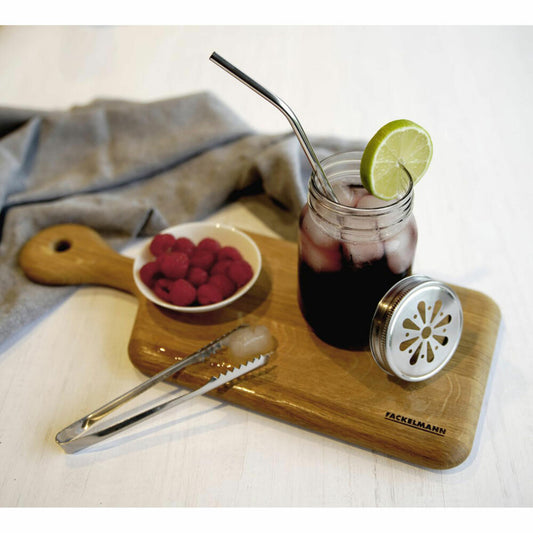 Fackelmann Trinkhalme Eco 4er Set gebogen, mit Bürste, Edelstahl, 24 cm, 54857