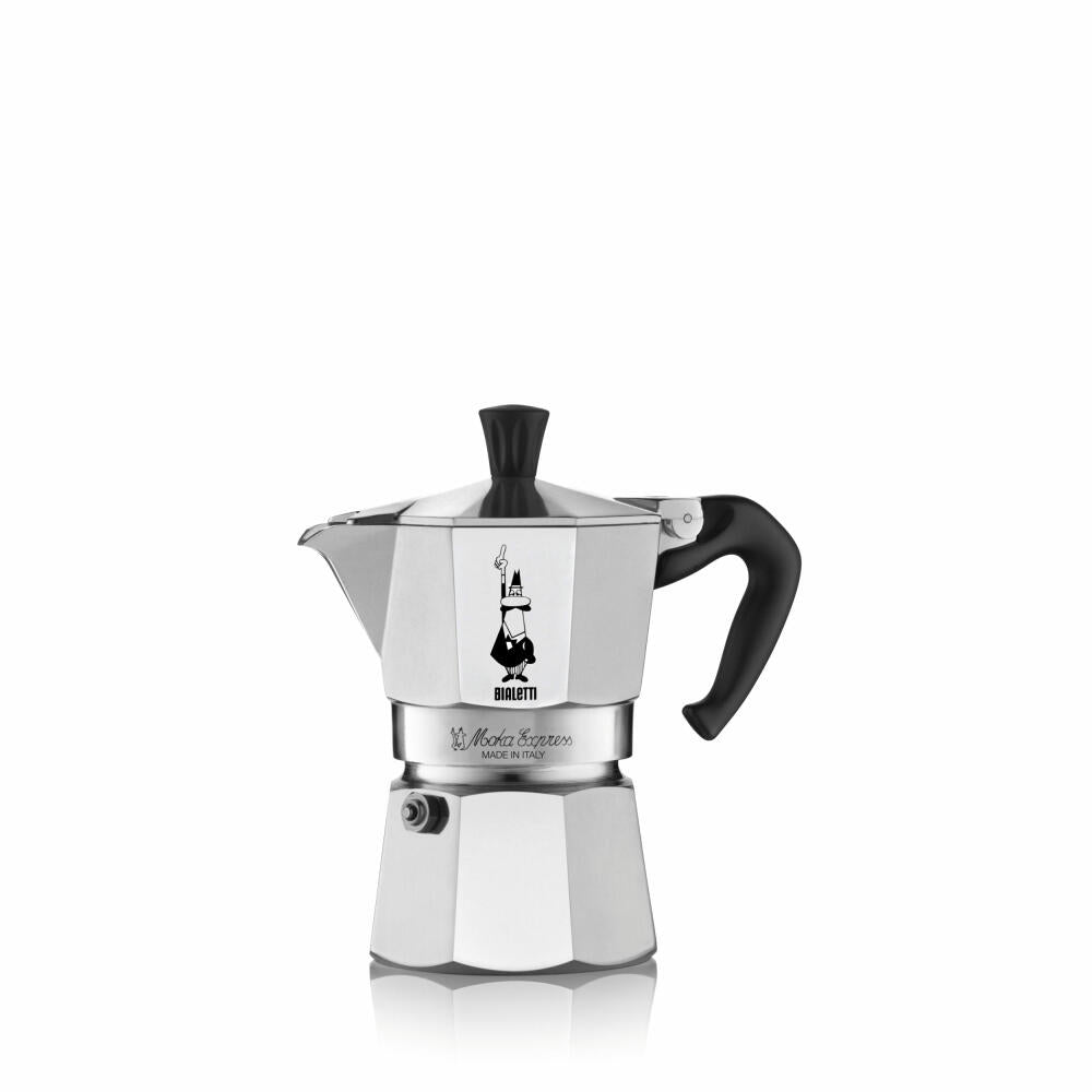 Bialetti Espressokocher Moka Express für 2 Tassen, Espresso, Espressokanne, Kaffeebereiter, Aluminium, Silber, 90 ml, 1168