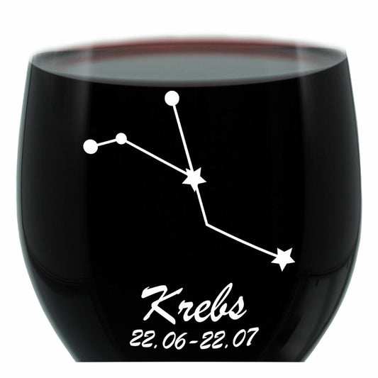Leonardo Weinglas 400 ml, Motivglas, Sternbild Krebs, Geschenk, Stimmungsglas mit Gravur, Moodglas, 22 cm