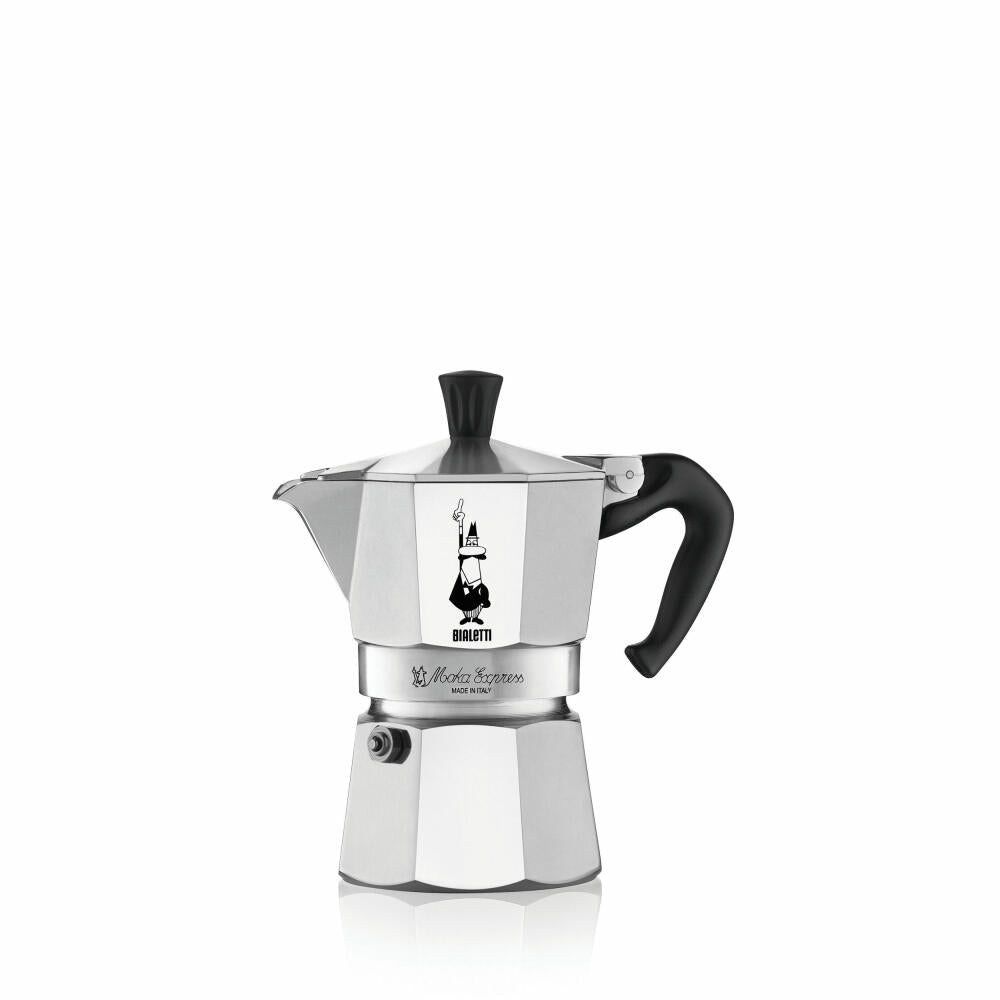 Bialetti Espressokocher Moka Express für 3 Tassen, Espresso, Espressokanne, Kaffeebereiter, Aluminium, Silber, 130 ml, 1162