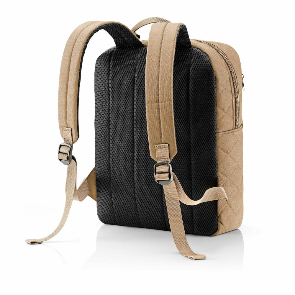 reisenthel classic backpack M, Rucksack, Handgepäck-Reisetasche mit Laptopfach, Rhombus Ginger, 13 L, CJ6045
