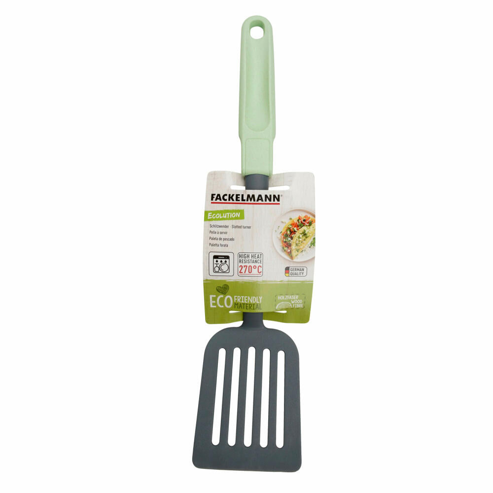 Fackelmann Schlitzwender Ecolution, Pfannenwender, Bratgutheber, Materialmix, mintgrün, 33 cm, 33061