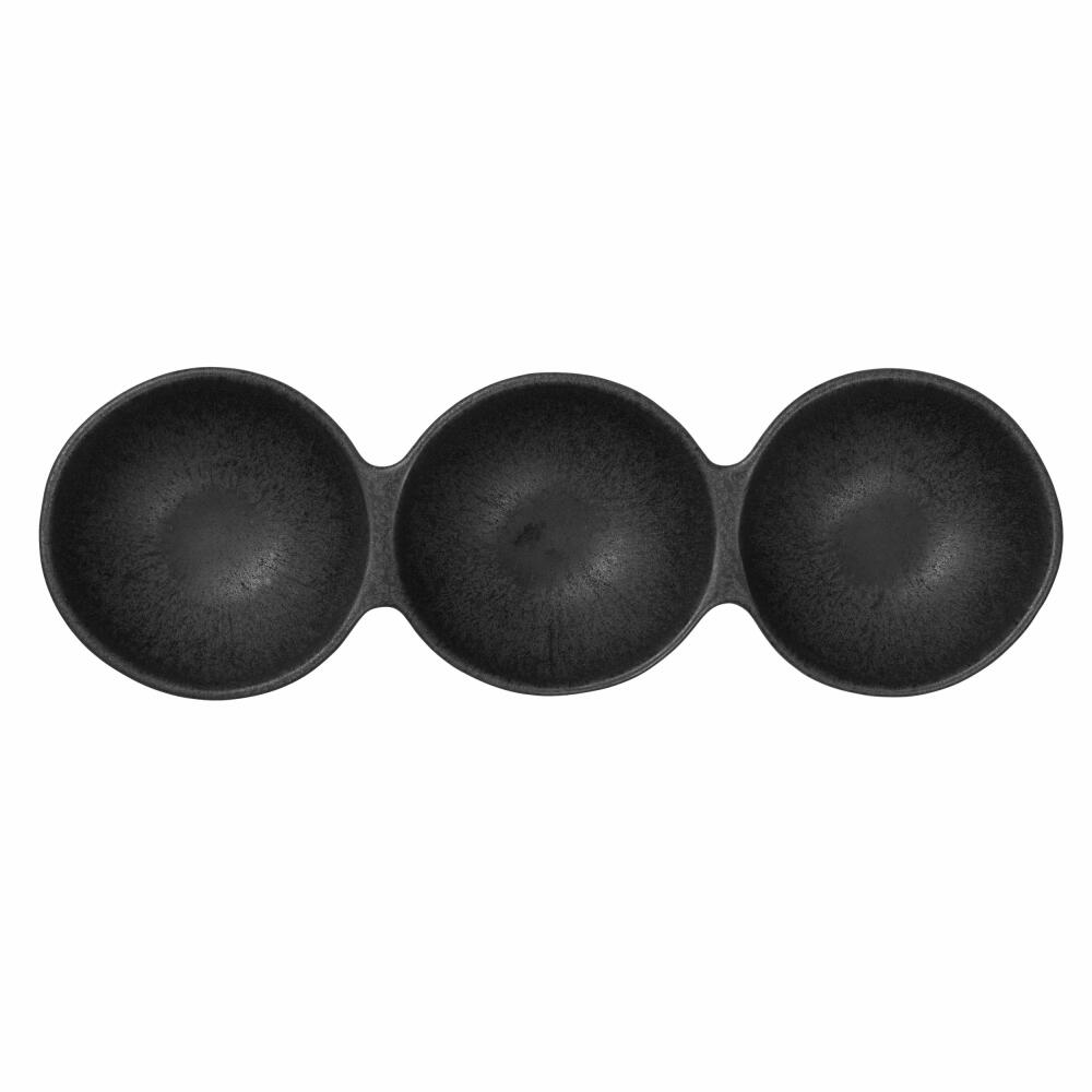 ASA Selection Grande 3-piece bowl, dip bowl, snack bowl, stoneware, Black Iron, 10.5 x 32 cm, 5238174